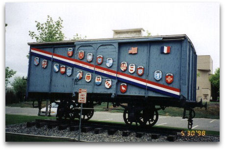 Pre-restoration Merci boxcar at old Montana Historical Society location