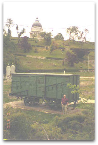 Earl Bennett at the Utah Merci boxcar in Salt Lake City, Spring of 2000